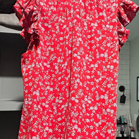 Red floral Ruffle Sleeve Pop Adalyn Rae Size Medium - Picture 2 of 6